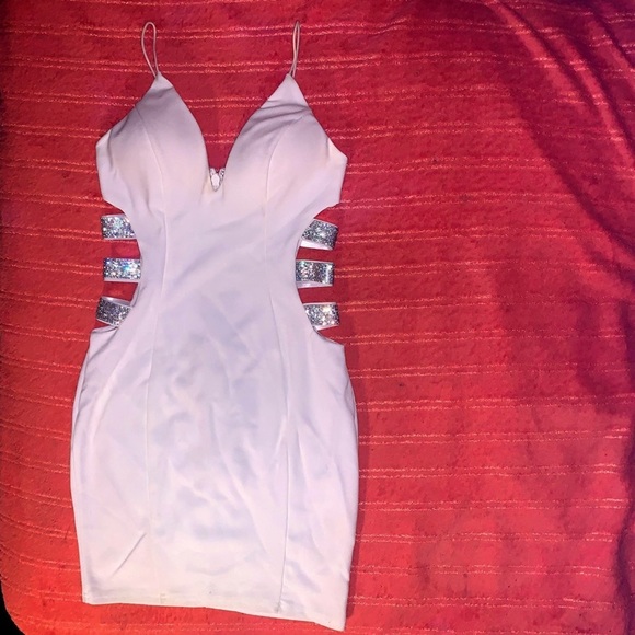 FINE IN RHINESTONE MINI DRESS - SILVER/WHITE - Picture 2 of 4